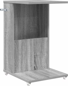 vidaXL Masă laterală cu roata Gri Sonoma 40 x 35 x 60 cm Lemn compozit