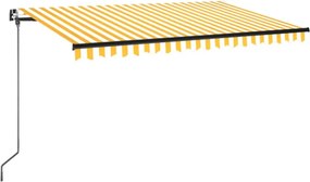 vidaXL Copertină retractabilă manual cu LED, galben și alb, 400x350 cm