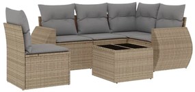vidaXL Set canapele de grădină cu perne, 6 piese, bej, poliratan