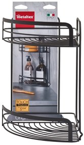 Raft de colț cu 2 etaje pentru baie Metaltex Origin Lava, negru