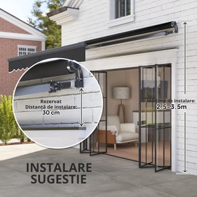 Outsunny Pergolă cu Prindere Fără șuruburi cu Manivelă Electrică, Ajustabilă în Înălțime, Pergolă cu Brațe Articulate 300 cm Lățime Gri Închis | Aosom Romania