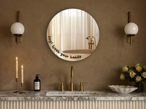 Autocolant pentru oglindă S47 – Hey! Wash your hands. (round)