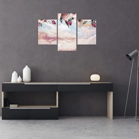 Tablou - Flori roz și marmură roz (90x60 cm)