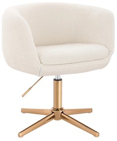 HR333CROSS Scaun Boucle Crem cu Bază Aurie