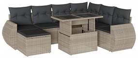 3268702 vidaXL Set mobilier de grădină cu perne, 8 piese gri deschis poliratan