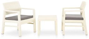 315854 vidaXL Set mobilier de grădină cu perne, 3 piese, alb, plastic