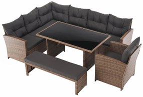 Set mobilier de grădină Senala (gri maro + maro deschis) (pentru 8 persoane). 1116496