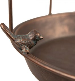 Colivie decorativă din metal, finisaj maro antichizat, cu motive florale și păsărele, Ø 39x127 cm