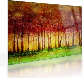 Tablou pe sticlă - Pictura pădurii cu frunziș (70x50 cm)