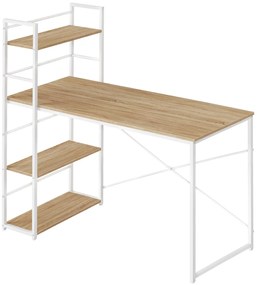 Birou MAX 4.0 SONOMA cu raft si picioare albe 120x44 cm