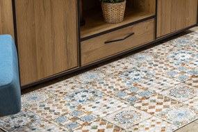 ANDRE 53010 covor lavabil gresii de Lisbona, bucatarie, anti-alunecare - bej / albastru