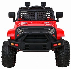 Masinuta Electrica cu acumulator pentru copii NOVOKIDS™ Dark Knight Jeep PRO, Max 30 kg, 3-8 ani , Cu melodii si lumini, 12V, 2 Viteze, Rosu