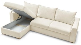 Colțar crem extensibil cu tapițerie din catifea reiată (cu colț variabil) Augustin – Bobochic Paris