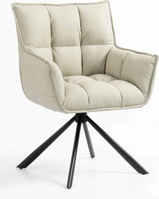 HR560 BAZĂ STEA Scaun Ecru Piele Ecologica Premium Soft cu Bază Neagră