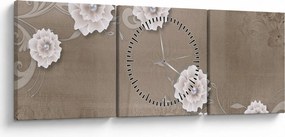 Tablou - Draperie cu flori (cu ceas) (90x30 cm)