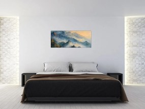 Tablou - Peisaj montan pictat (120x50 cm)