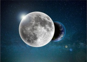 Tablou pe sticlă - Pământul în eclipsa de lună (70x50 cm)