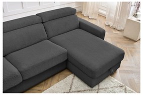 Colțar gri închis extensibil cu tapițerie din catifea reiată (cu colț variabil) Monaco – Bobochic Paris