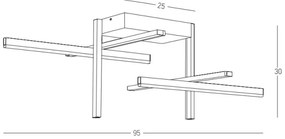 Lustră LED aplicată dimabilă LED/46W/230V negru Zambelis 22027