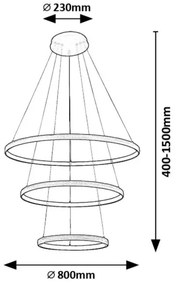 Lustra suspendata cu 3 inele LED Grete 80cm