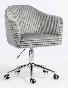 HR832K Scaun Gri Teddy Cord cu Bază Cromata