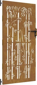 vidaXL Poartă de grădină 85x200 cm, oțel corten, design bambus