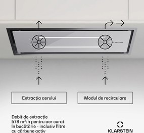 Klarstein High Line Eco 90 hotă de tavan 90 cm 436 m³/h trepte telecomandă lumină ambientală