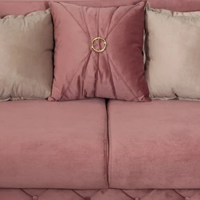 Canapea Extensibila Glamour Cu 3 Locuri, Roz, 220 X 94 X 86 Cm