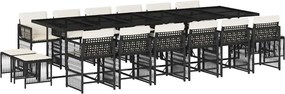 vidaXL Set mobilier de grădină cu perne, 17 piese, negru, poliratan