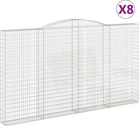 vidaXL Coșuri gabion arcuite, 8 buc, 400x30x220/240cm, fier galvanizat