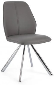 Set 4 scaune dining gri din piele ecologica si metal, Maxwell Bizzotto