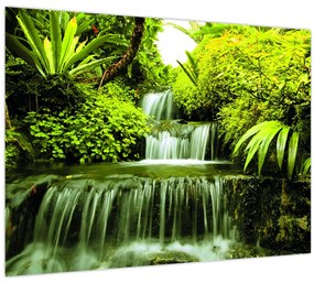 Tablou pe sticlă - Cascade indoneziene (70x50 cm)