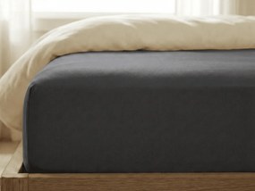 Cearsaf jersey cu lycra gri inchis 180 x 200 cm