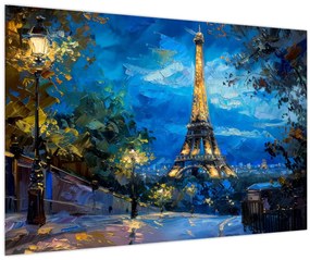 Tablou - Pictură în ulei a Turnului Eiffel (90x60 cm)