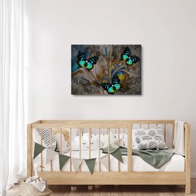 Tablou pe sticlă - Fluturi strălucitori în imagine (70x50 cm)