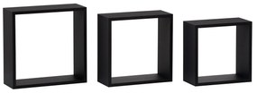 Set etajere de perete P-008, negru mat, 3 buc.