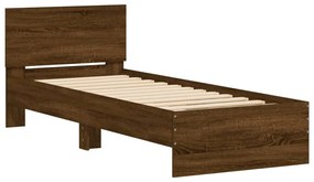 838630 vidaXL Cadru de pat cu tăblie, stejar maro, 90x200 cm, lemn prelucrat