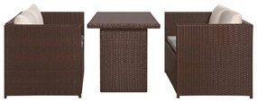 43914 vidaXL Set mobilier bistro cu perne, 3 piese, maro, poliratan