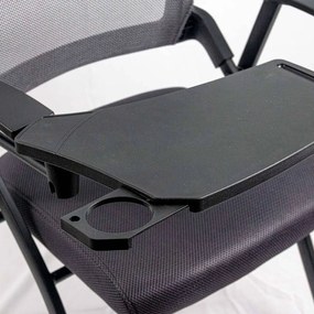 Scaun conferință gri HRC 603 pliabil cu măsuță rabatabilă și mesh
