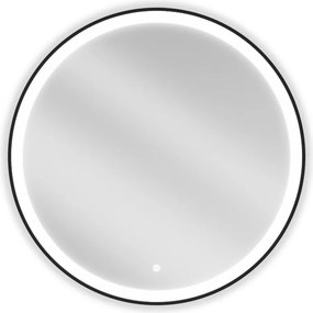 Mexen Esso oglindă de baie iluminată, rotundă 80 cm, LED 6000K, antiaburire, ramă neagră - 9825-080-080-611-70