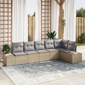vidaXL Set de canapele pentru grădină 6 pcs bej și gri Rattan poli