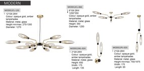 Lustra moderna design minimalist 127cm Ventura MYMOD012CL-12G