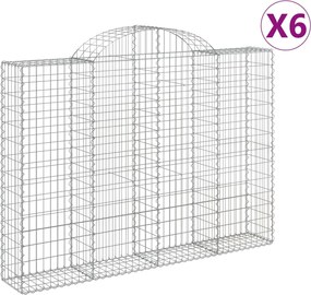 vidaXL Coșuri gabion arcuite 6 buc, 200x30x140/160cm, fier galvanizat