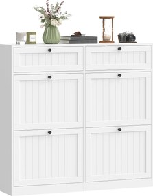 HOMCOM Dulap pentru pantofi 20 perechi, dulap îngust cu 4 sertare rabatabile, 2 compartimente, alb | Aosom Romania