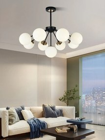 Lustra model N36368-9 – 9 x E27, abajururi elegante, finisaj negru
