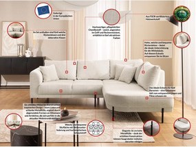 Colțar bej cu tapițerie din chenille (cu colț pe partea dreaptă/în formă de ”L”) Mauris – Ropez