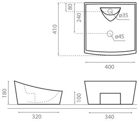 Bathco 4002 - Lavoar pentru blat SORIA 40x41 cm porțelan/alb