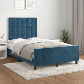3125993 vidaXL Cadru de pat cu tăblie, albastru închis, 120x200 cm, catifea