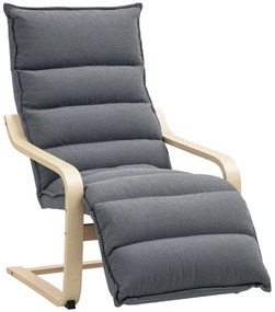 HOMCOM Fotoliu Ergonomic Lemn și Catifea Suport pentru Picioare Reglabil Gri Închis | Aosom Romania