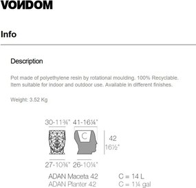 Ghiveci de flori / Jardiniera plante design decorativ modern pentru amenajari interioare si exterioare, ADAN PLANTER 49064R Vondom